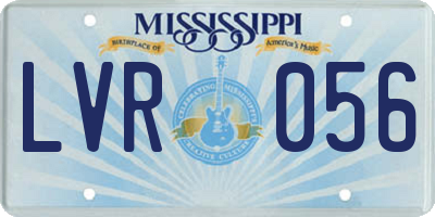 MS license plate LVR056