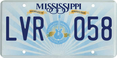 MS license plate LVR058