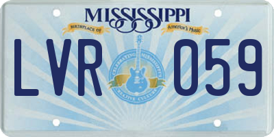 MS license plate LVR059