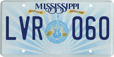 MS license plate LVR060