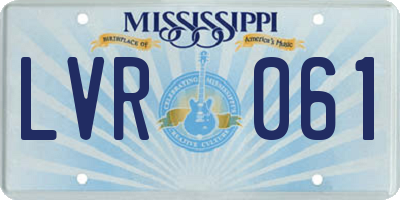 MS license plate LVR061
