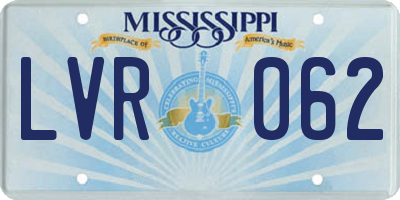MS license plate LVR062