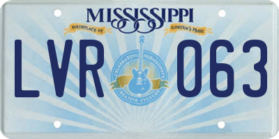 MS license plate LVR063