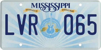 MS license plate LVR065