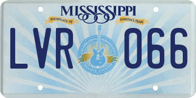 MS license plate LVR066