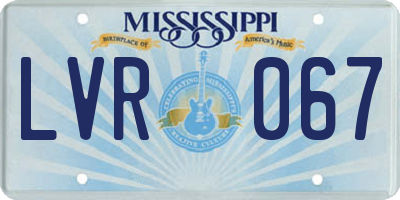 MS license plate LVR067