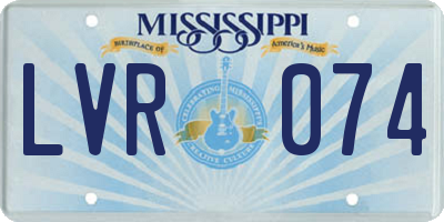 MS license plate LVR074