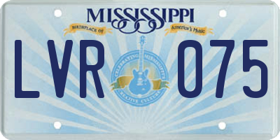 MS license plate LVR075