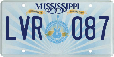 MS license plate LVR087