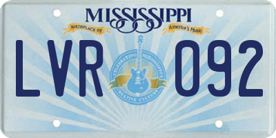 MS license plate LVR092