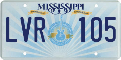 MS license plate LVR105
