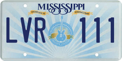 MS license plate LVR111