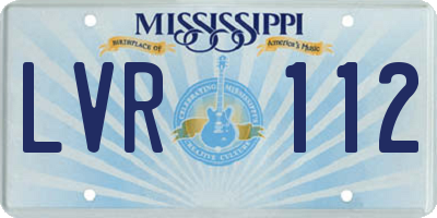 MS license plate LVR112