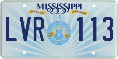 MS license plate LVR113