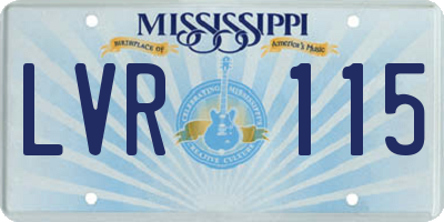 MS license plate LVR115