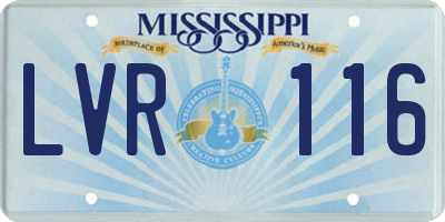 MS license plate LVR116