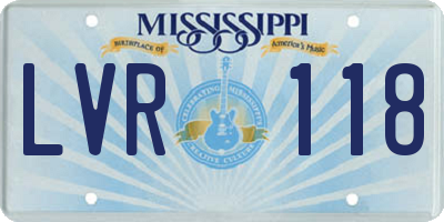 MS license plate LVR118