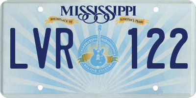 MS license plate LVR122
