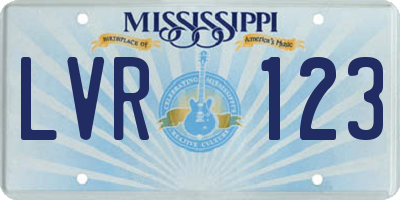 MS license plate LVR123