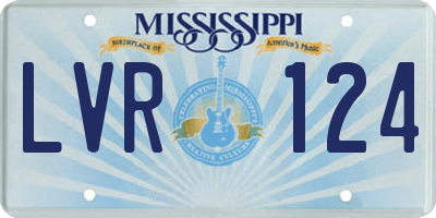 MS license plate LVR124