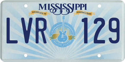 MS license plate LVR129