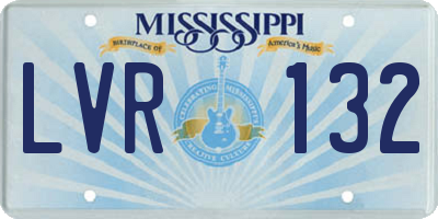 MS license plate LVR132