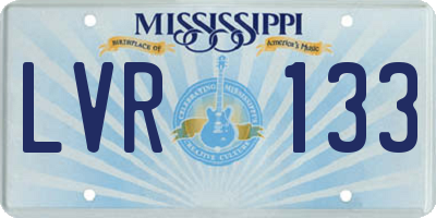 MS license plate LVR133