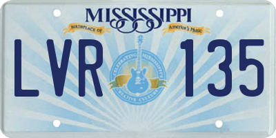 MS license plate LVR135