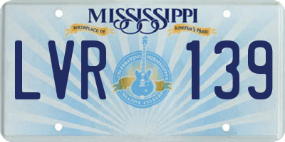 MS license plate LVR139