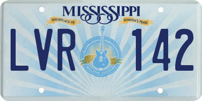 MS license plate LVR142
