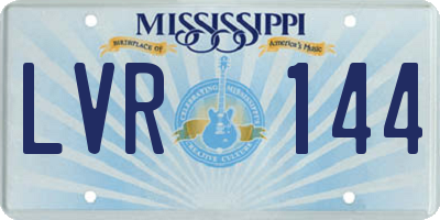 MS license plate LVR144