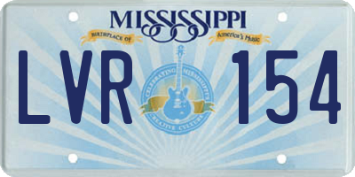MS license plate LVR154
