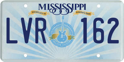 MS license plate LVR162