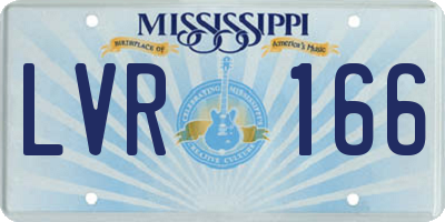 MS license plate LVR166
