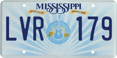 MS license plate LVR179