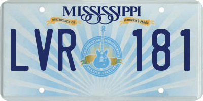 MS license plate LVR181