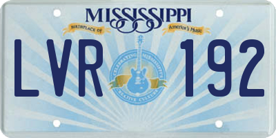 MS license plate LVR192