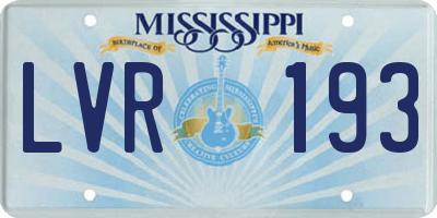 MS license plate LVR193