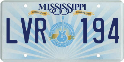 MS license plate LVR194