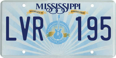 MS license plate LVR195