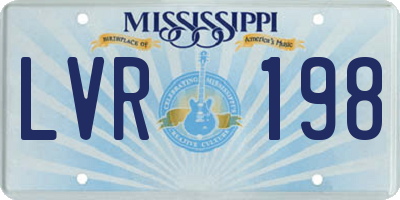 MS license plate LVR198