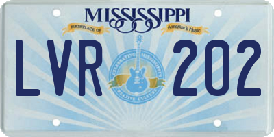 MS license plate LVR202