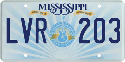 MS license plate LVR203