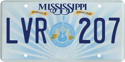 MS license plate LVR207