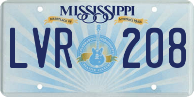 MS license plate LVR208
