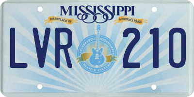 MS license plate LVR210
