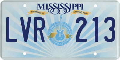 MS license plate LVR213