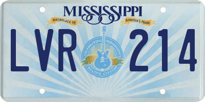 MS license plate LVR214