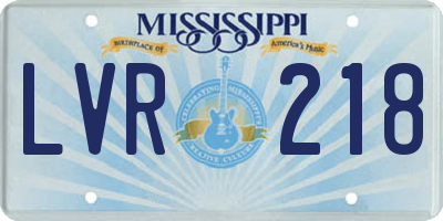 MS license plate LVR218
