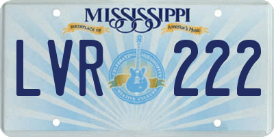 MS license plate LVR222